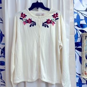 NWOT Women’s Crystal-Kobe 100% Cotton Long Sleeve Christmas Cardigan Sweater XL